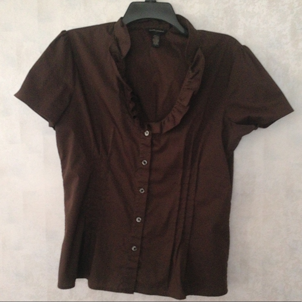 Brown button up top